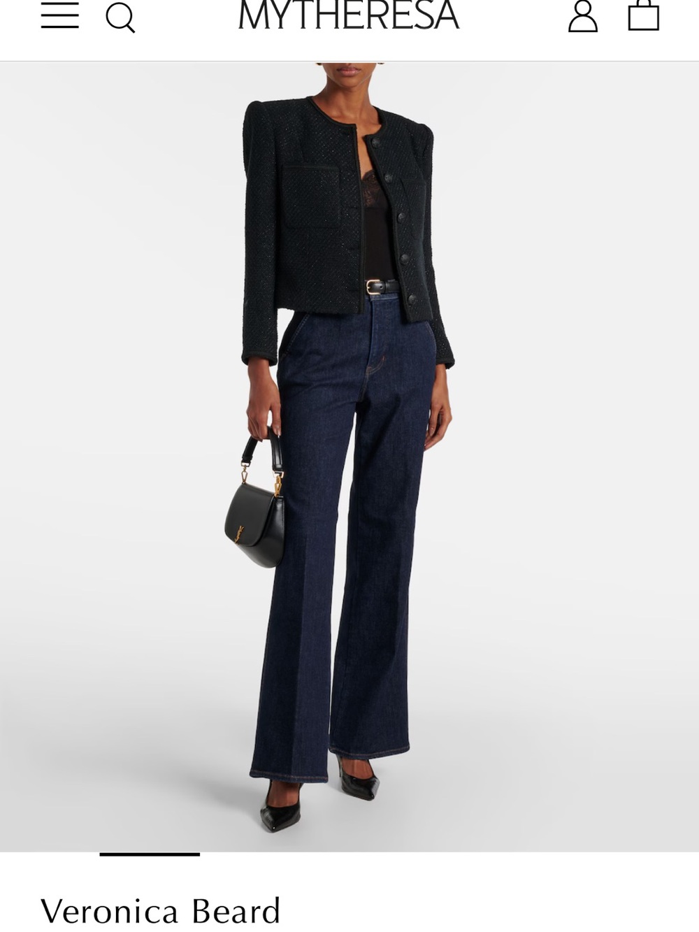 Veronica Beard Navy High-Rise Wide-Leg Jeans